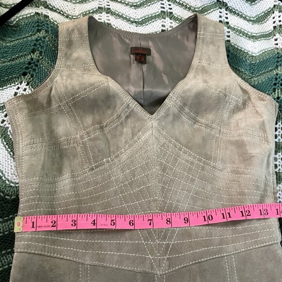 Y2K Danier Suede Leather Dress Womens 4 Tan Vintage 2000s Biker Stitching - Picture 10 of 14